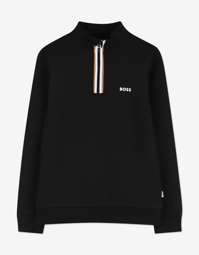BOSS Boys Half Zip Sweatshirt in Black