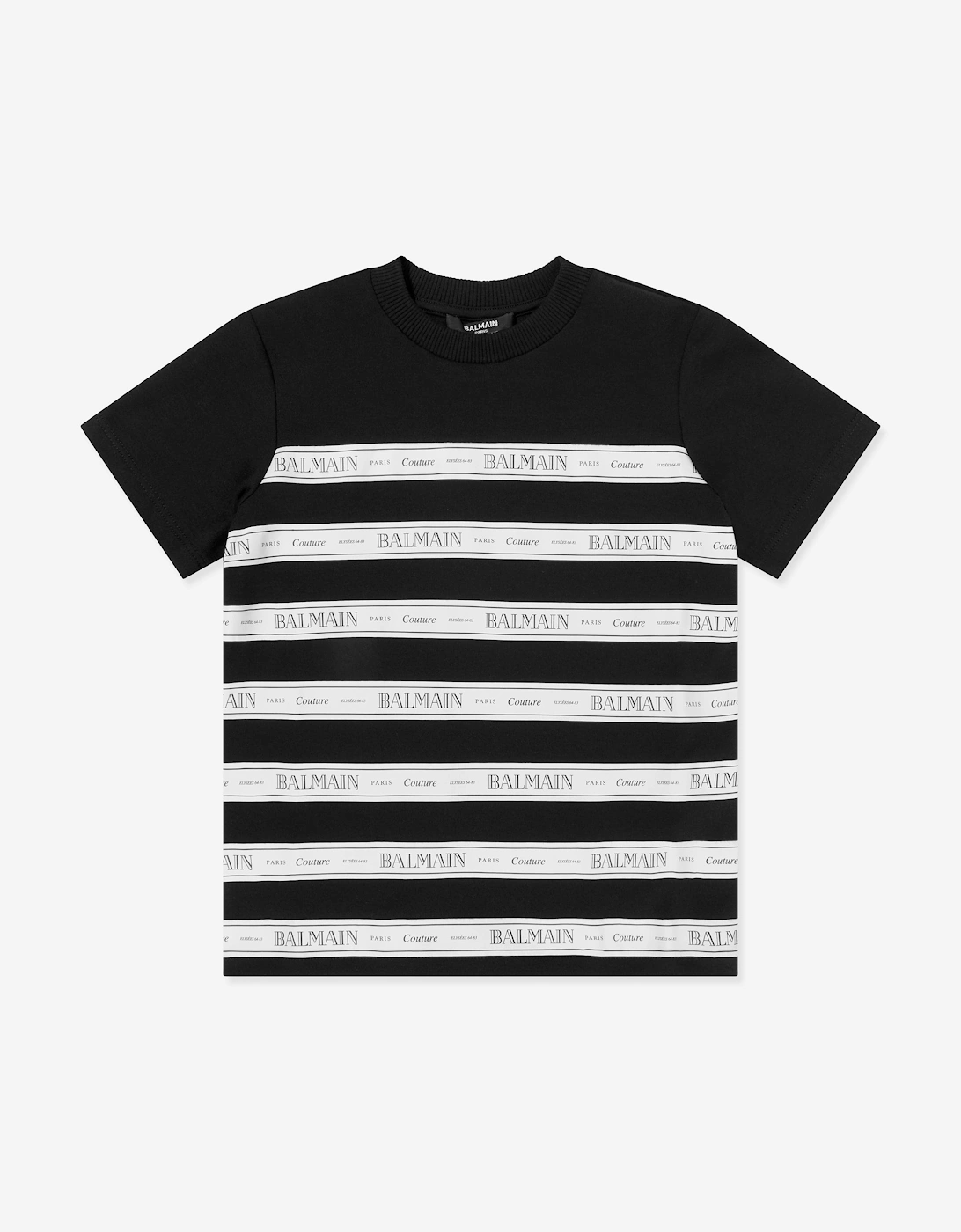 Kids Striped Logo T-Shirt in Black, 5 of 4