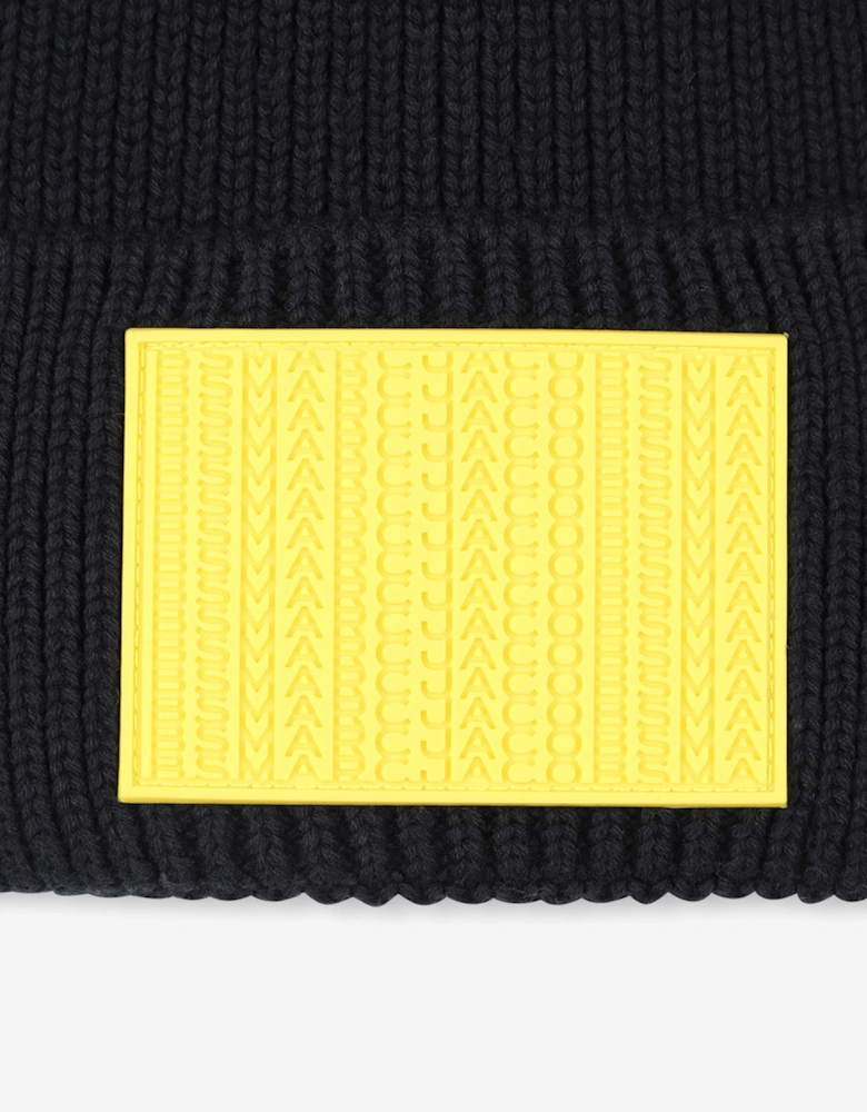 Boys Logo Knitted Beanie Hat in Black