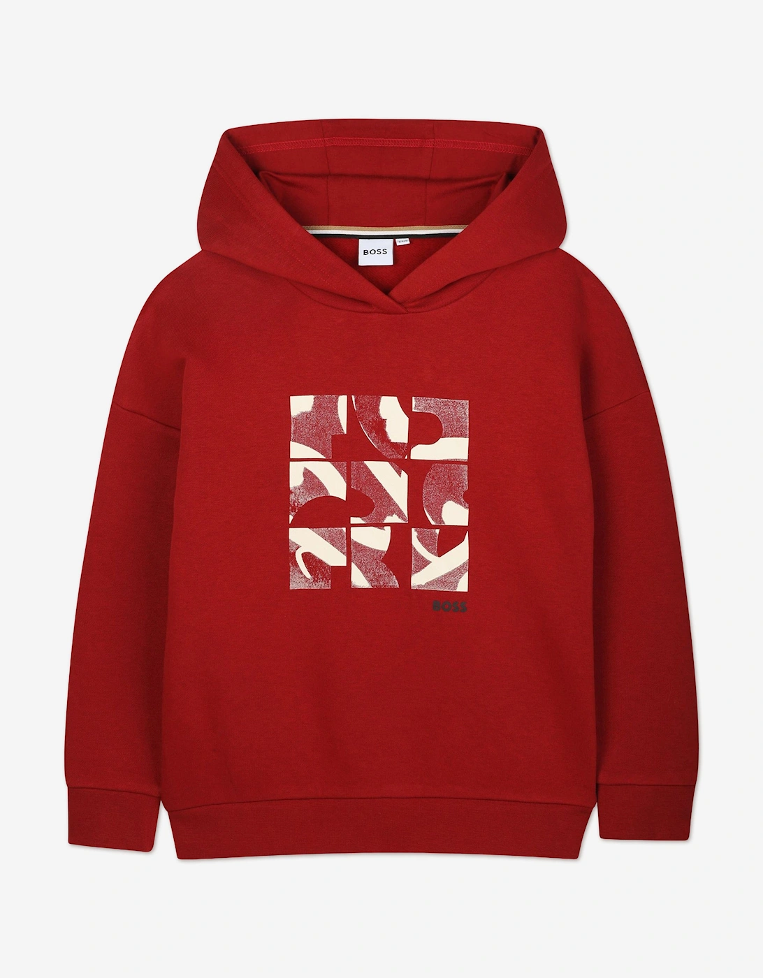 BOSS Boys Logo Print Hoodie in Red, 5 of 4