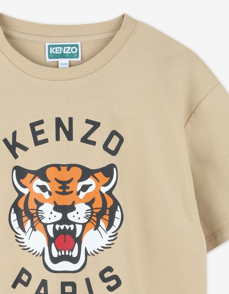 Kids Lucky Tiger T-Shirt in Beige