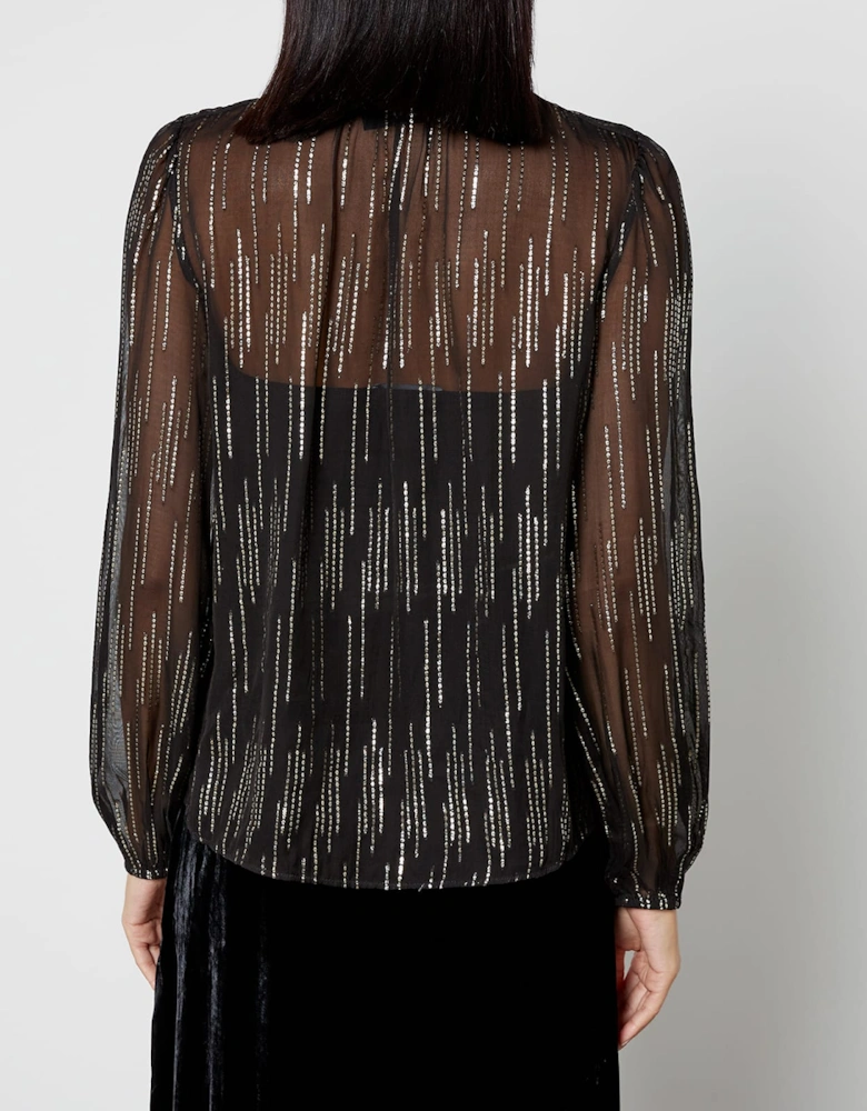 Moss Raindrop Jacquard Blouse