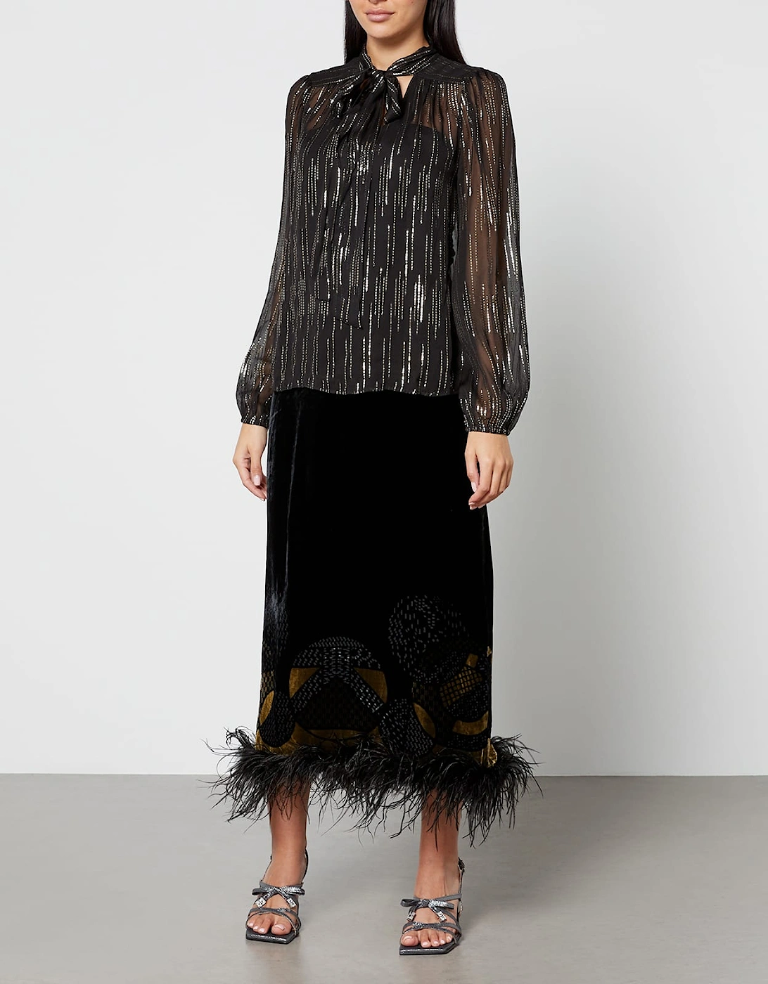 Moss Raindrop Jacquard Blouse