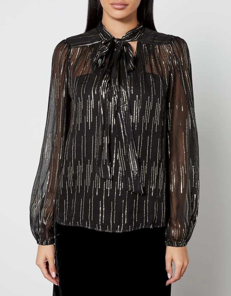 Moss Raindrop Jacquard Blouse