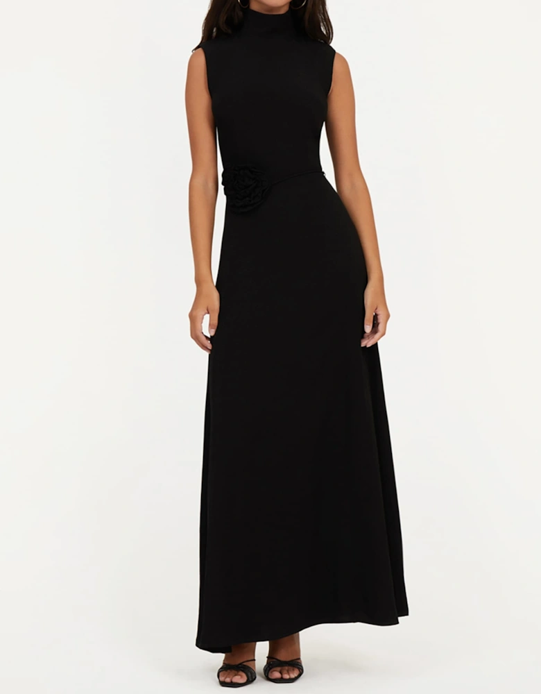 Floral Applique Jacquard Maxi Dress