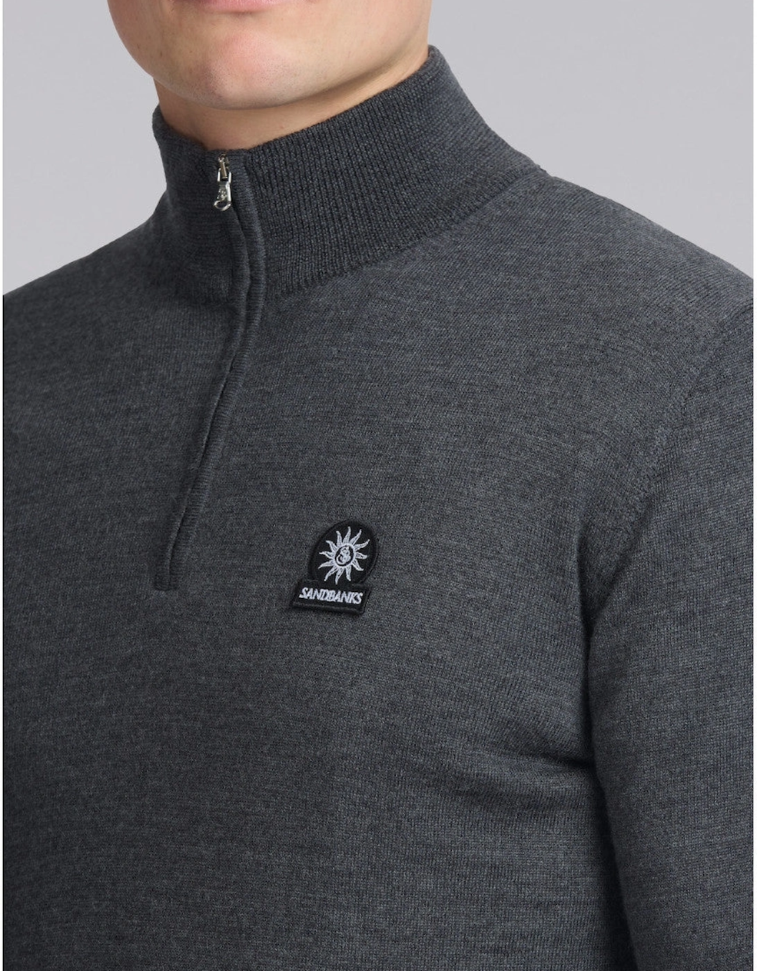 Merino Wool Quarter Zip Anthracite