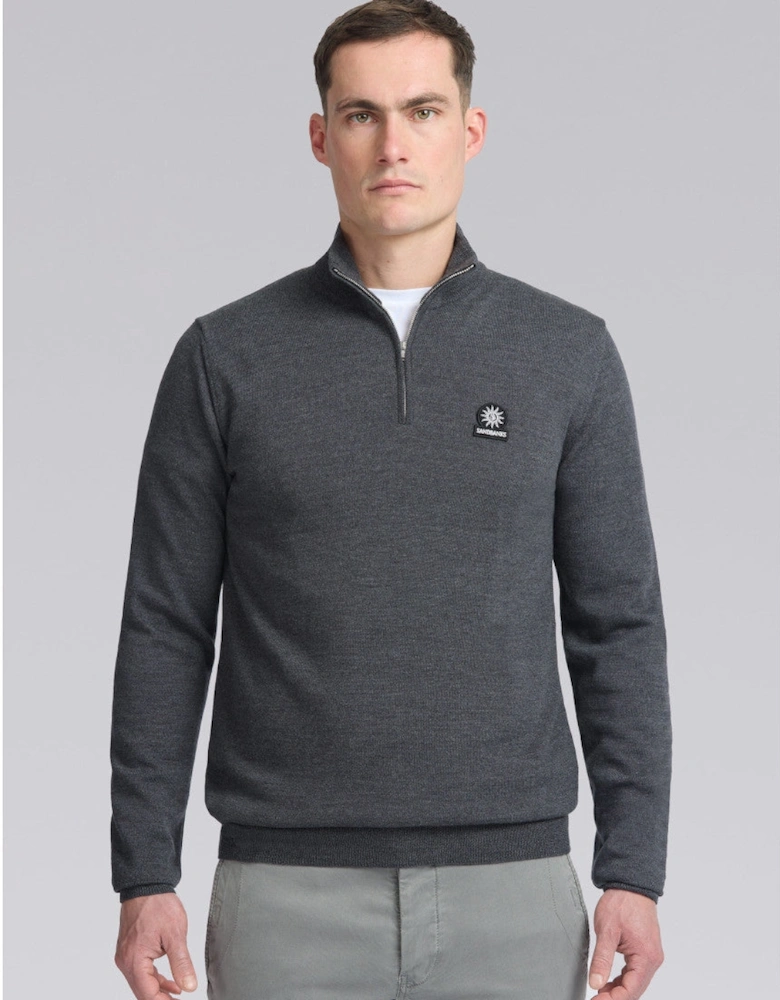 Merino Wool Quarter Zip Anthracite