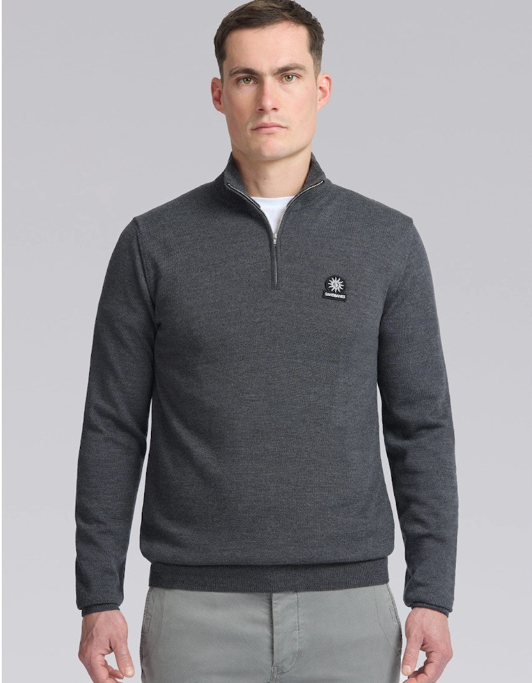 Merino Wool Quarter Zip Anthracite