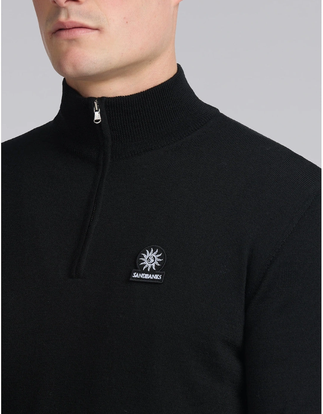 Merino Wool Quarter Zip Black