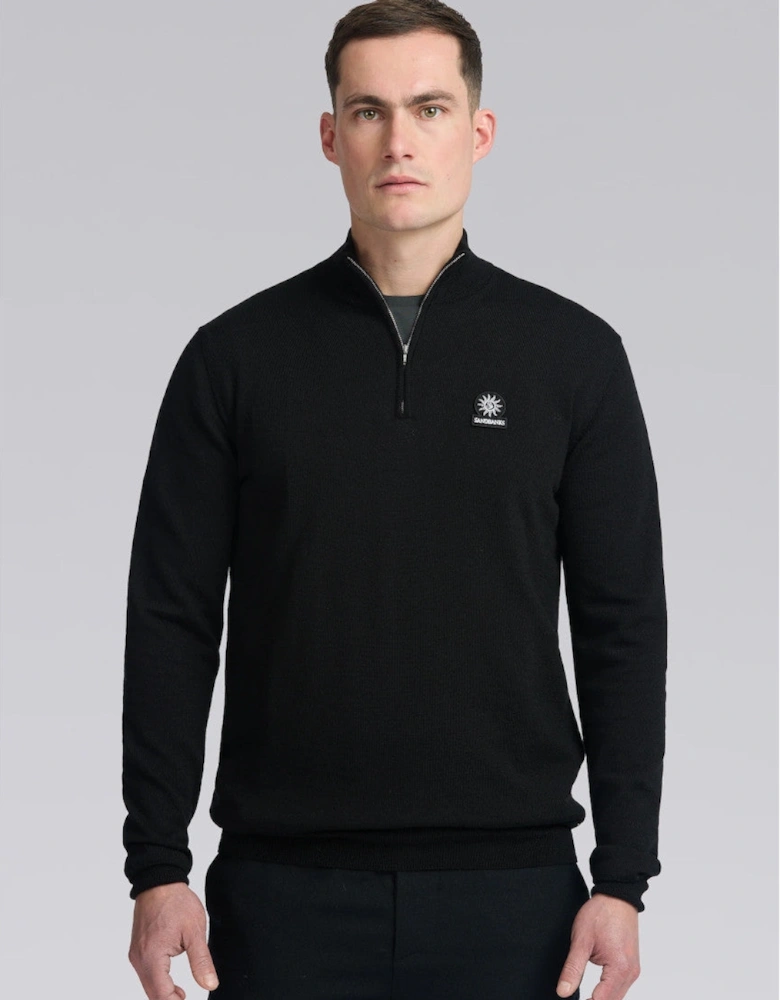 Merino Wool Quarter Zip Black
