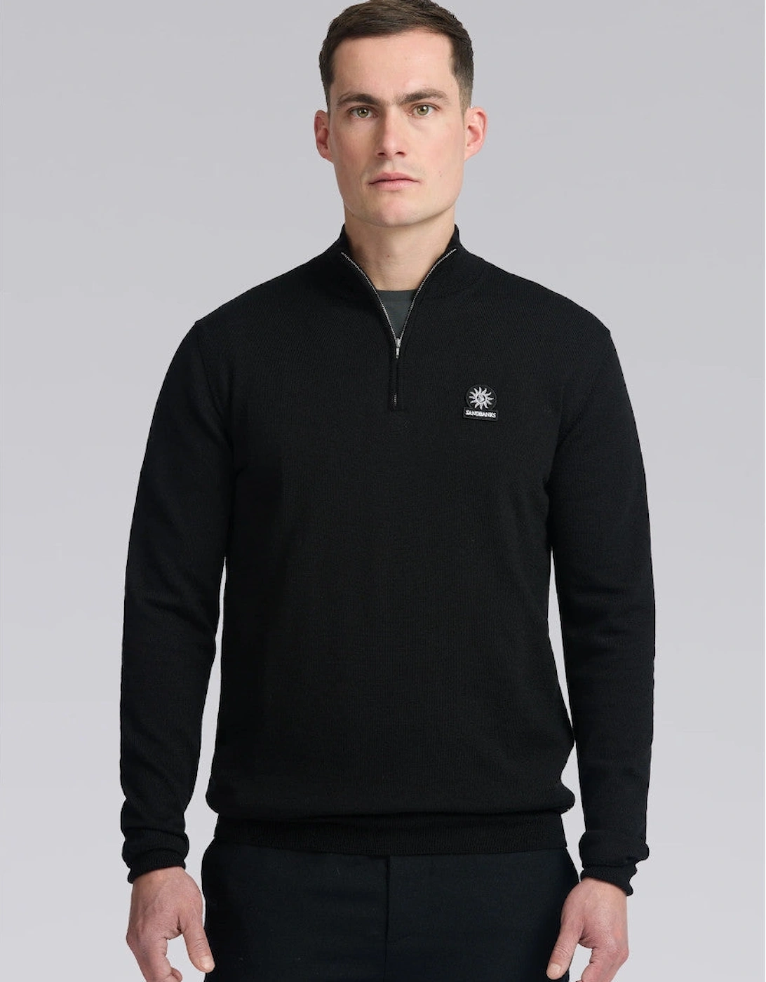 Merino Wool Quarter Zip Black