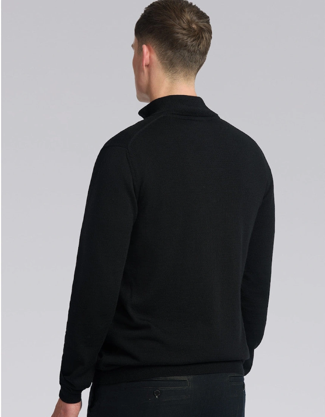 Merino Wool Quarter Zip Black