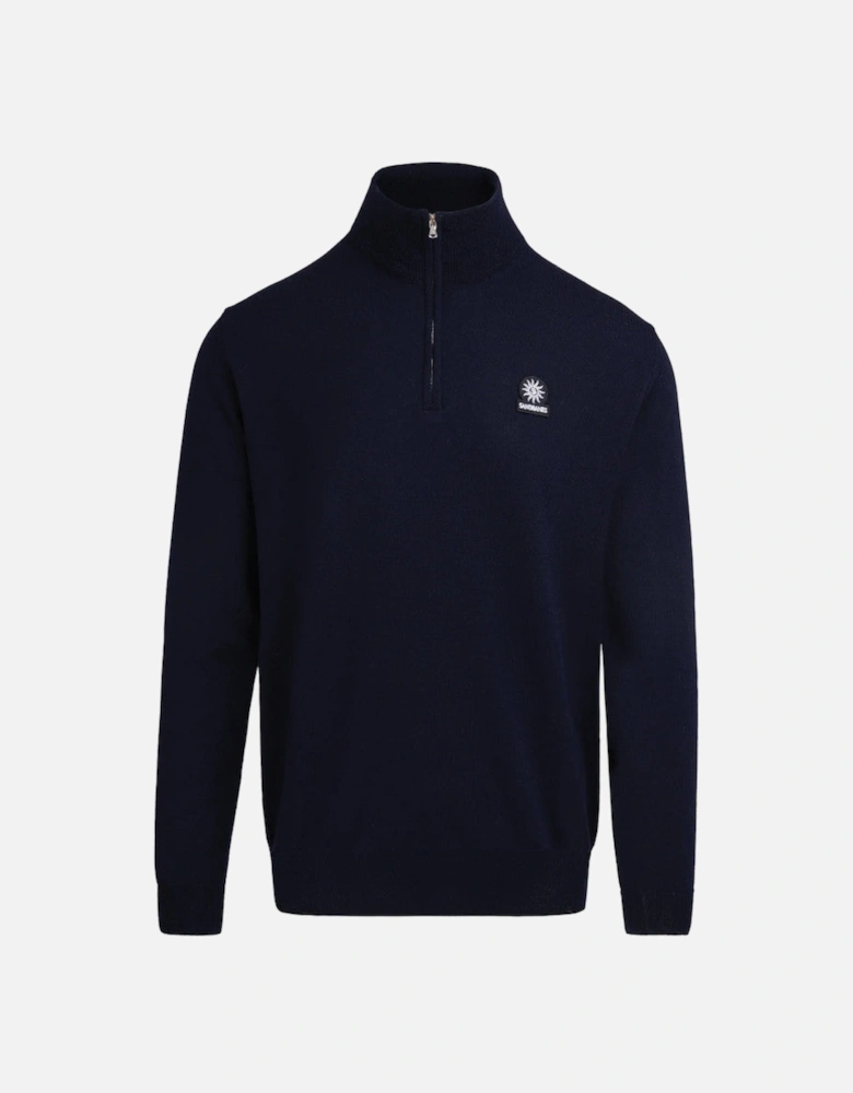 Merino Wool Quarter Zip Navy