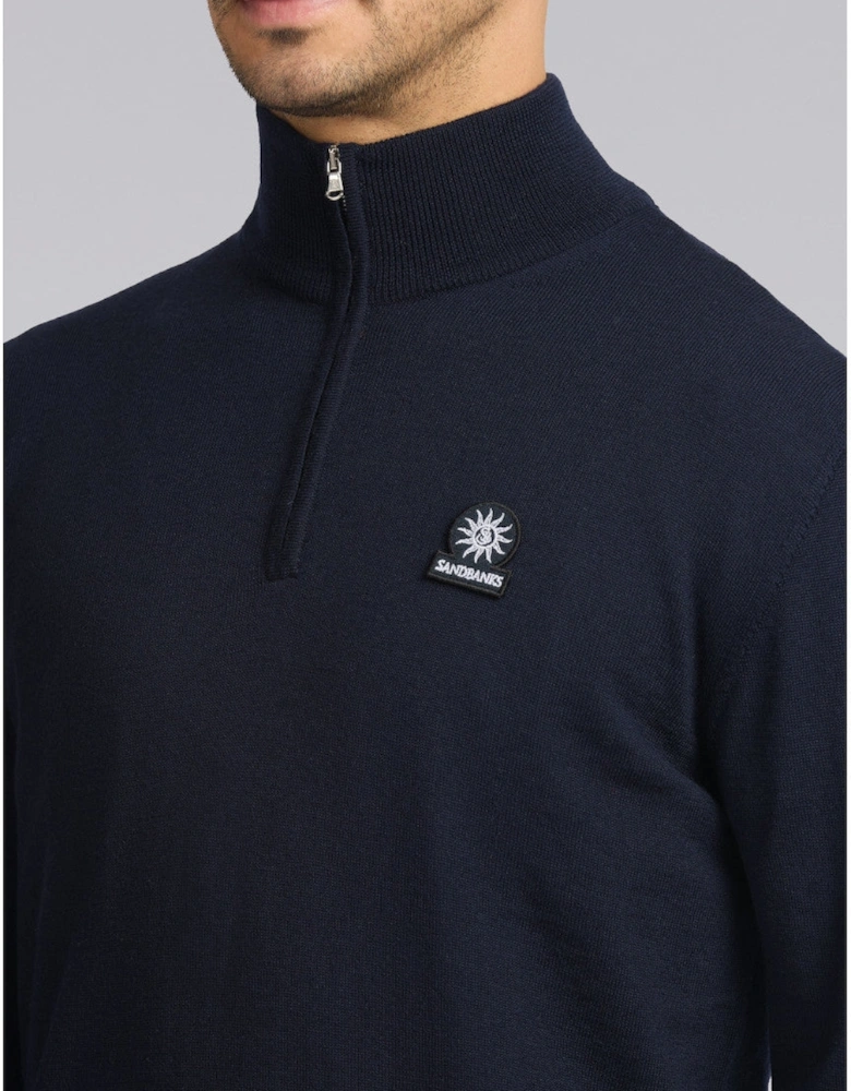 Merino Wool Quarter Zip Navy