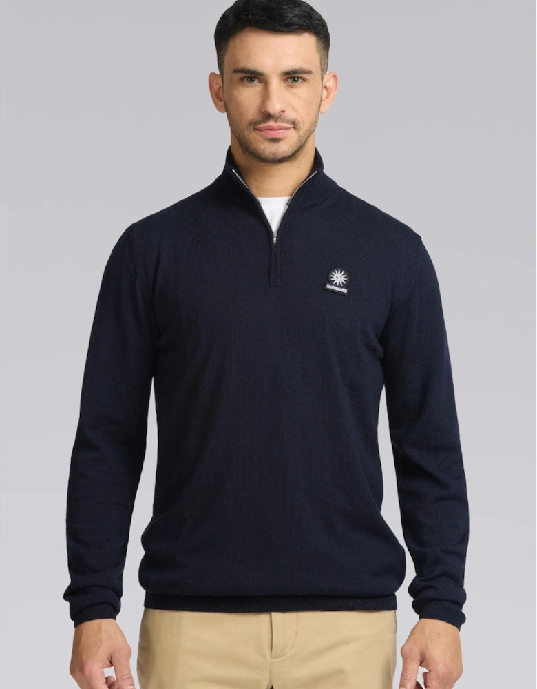 Merino Wool Quarter Zip Navy