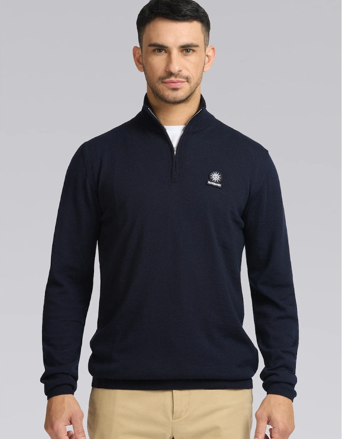 Merino Wool Quarter Zip Navy