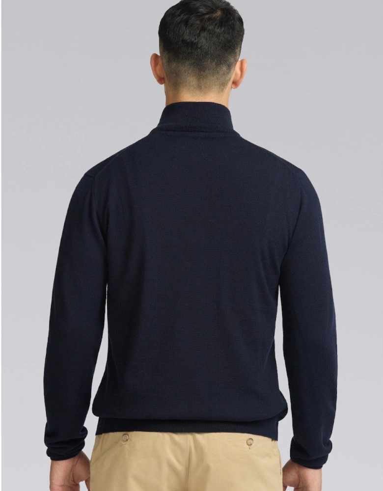 Merino Wool Quarter Zip Navy