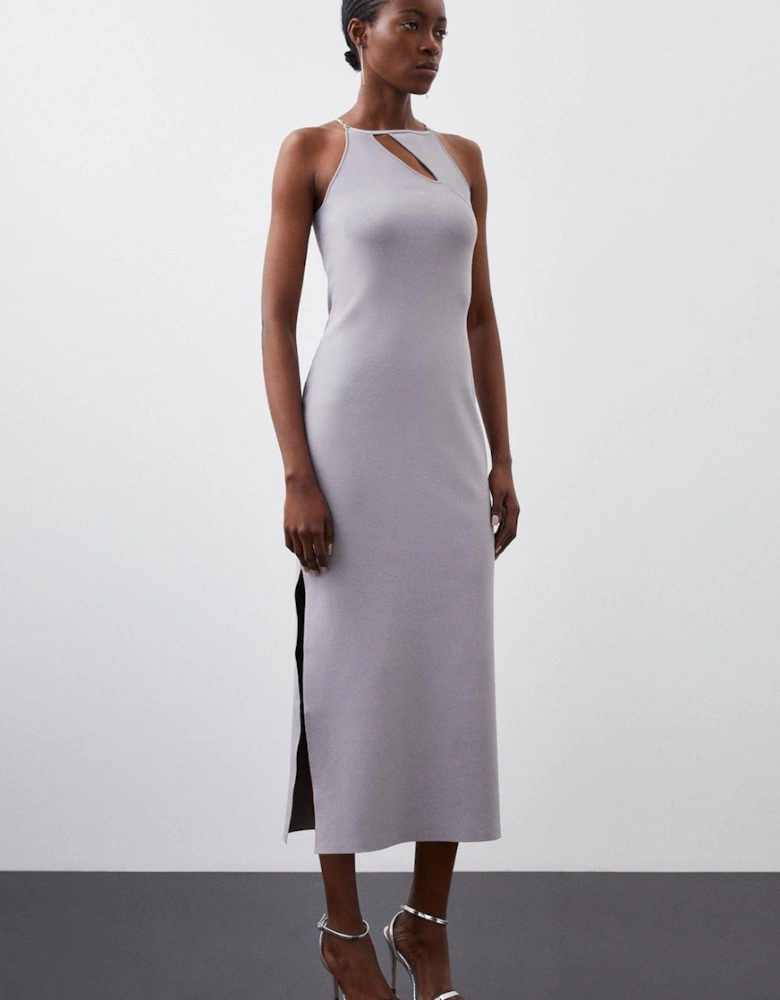 Chain Detail Knit Midi Dress