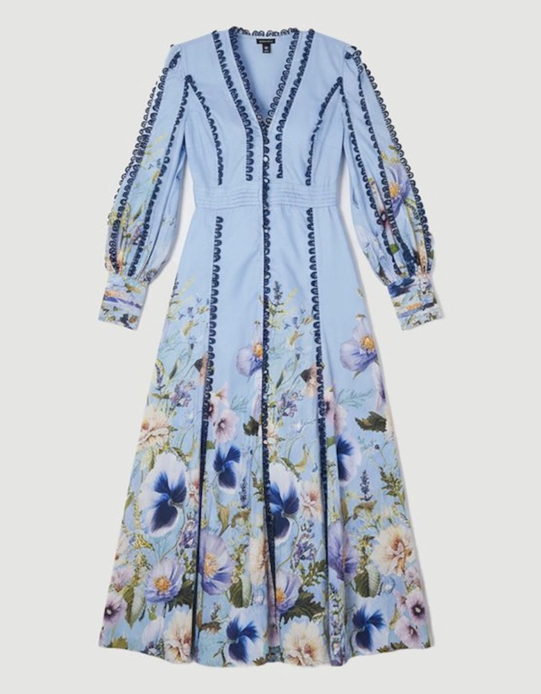 Trailing Floral Woven Plunge Maxi Dress