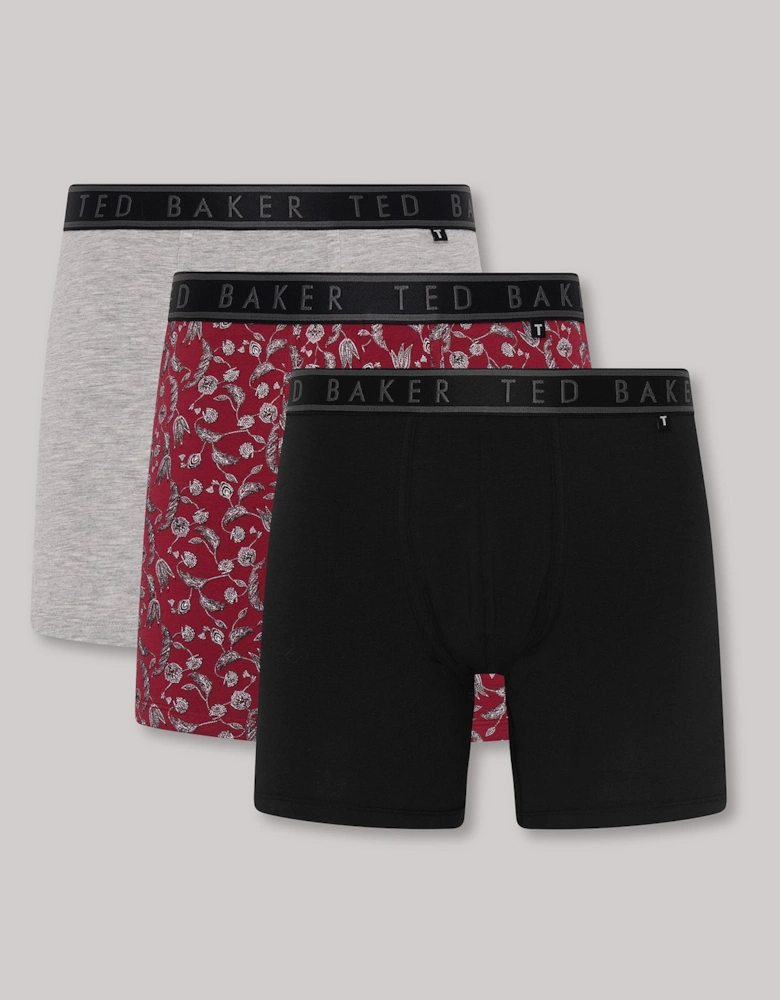 3-Pack Cotton Boxer Briefs Mens Boxer Briefs Heather Grey/Kinsel Red/Black