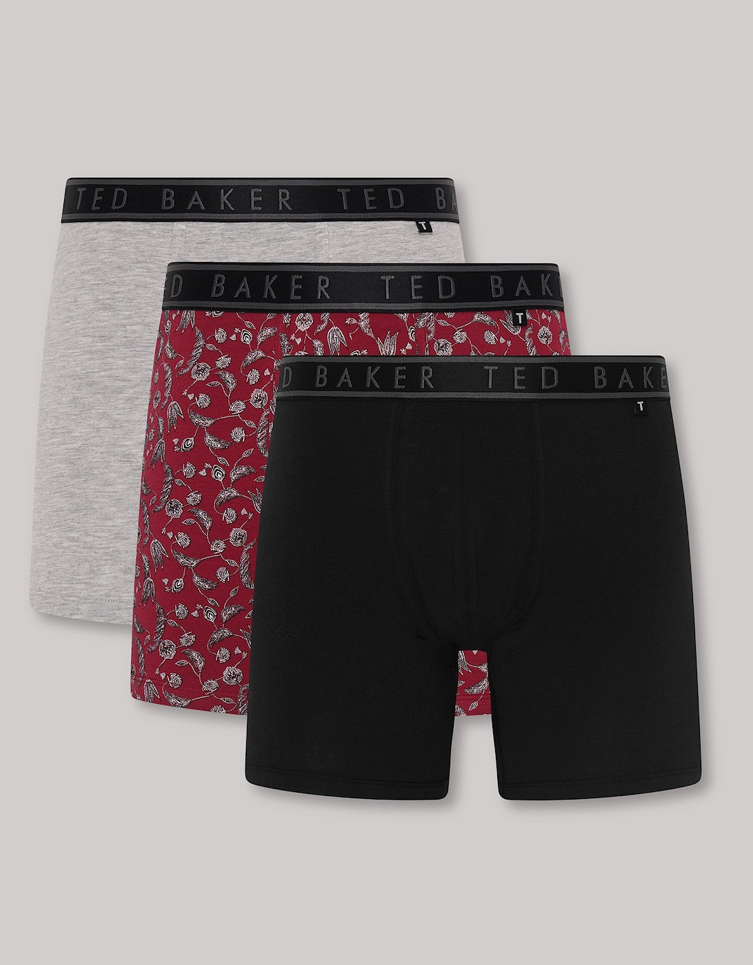 3-Pack Cotton Boxer Briefs Mens Boxer Briefs Heather Grey/Kinsel Red/Black, 7 of 6