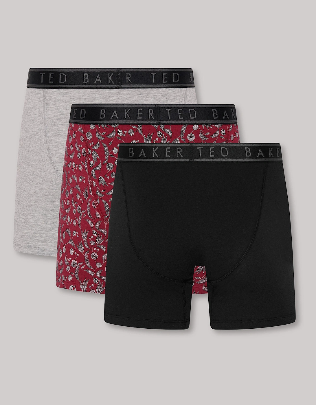 3-Pack Cotton Boxer Briefs Mens Boxer Briefs Heather Grey/Kinsel Red/Black