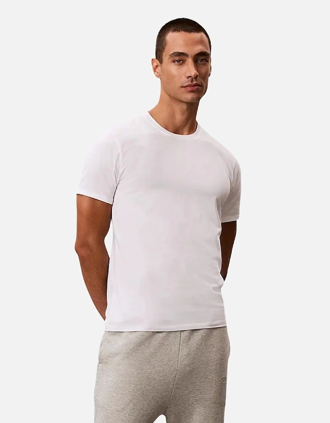 3-Pack Cotton Stretch Crew-Neck T-Shirts, White