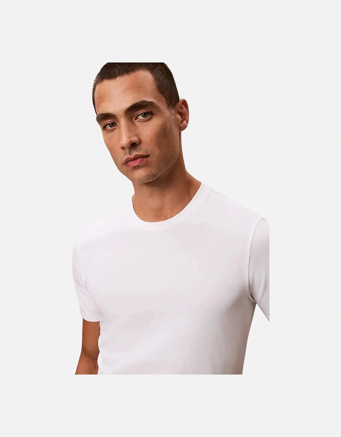 3-Pack Cotton Stretch Crew-Neck T-Shirts, White