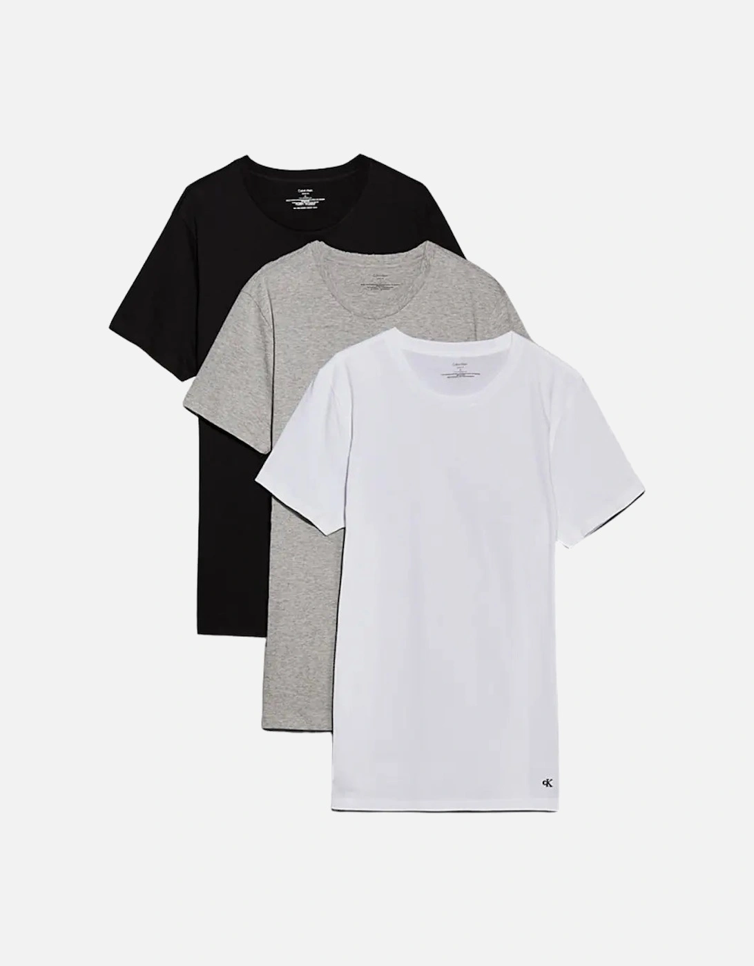 3-Pack Hem Logo Crew-Neck T-Shirts, Black/White/Grey, 8 of 7