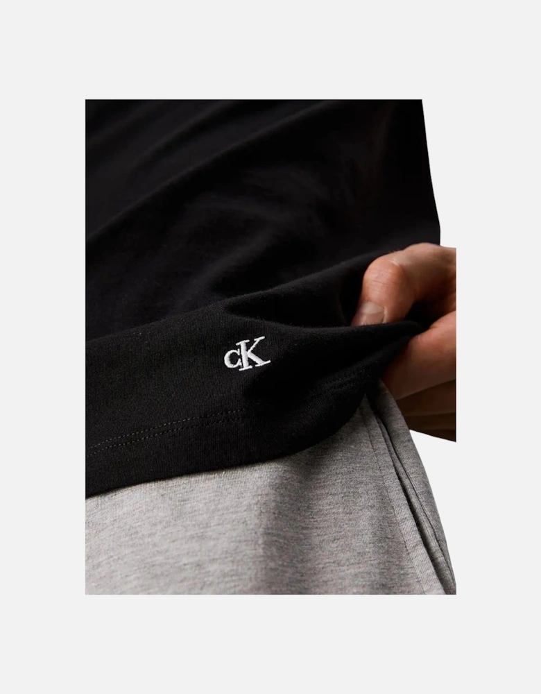 3-Pack Hem Logo Crew-Neck T-Shirts, Black/White/Grey