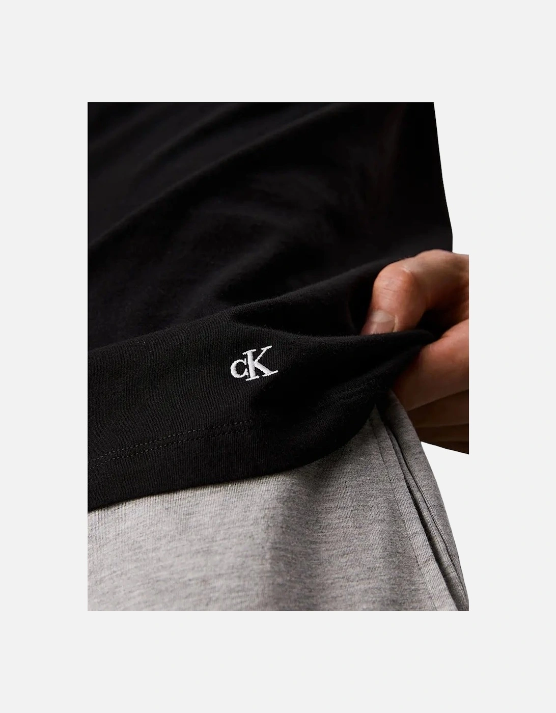 3-Pack Hem Logo Crew-Neck T-Shirts, Black/White/Grey