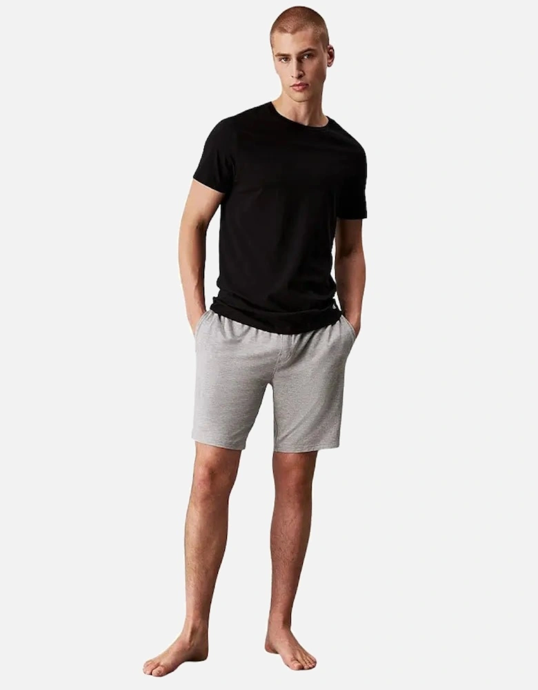 3-Pack Hem Logo Crew-Neck T-Shirts, Black/White/Grey