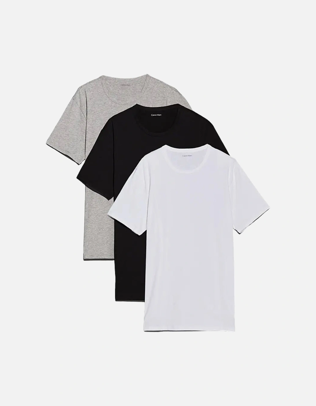 3-Pack Cotton Stretch Crew-Neck T-Shirts, Black/White/Grey, 8 of 7