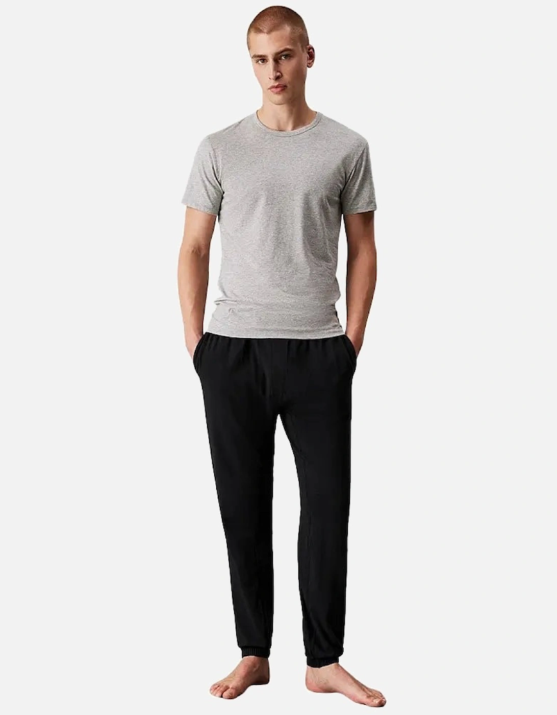 3-Pack Cotton Stretch Crew-Neck T-Shirts, Black/White/Grey