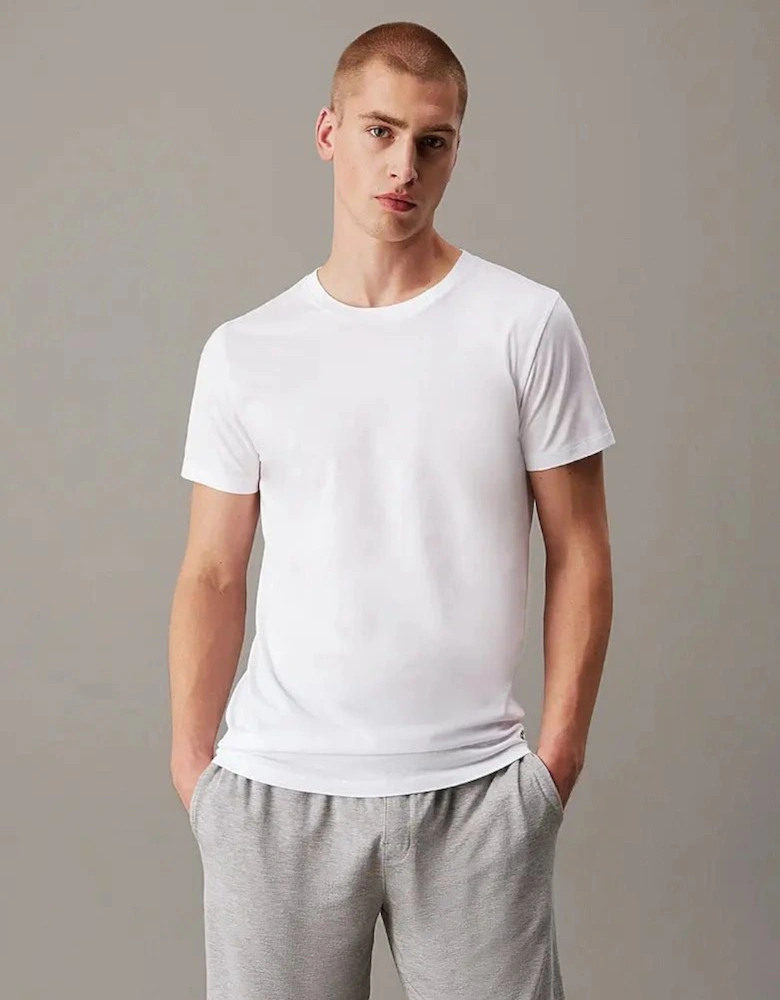 3-Pack Hem Logo Crew-Neck T-Shirts, Black/White/Grey