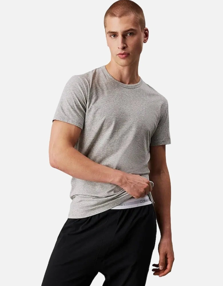 3-Pack Cotton Stretch Crew-Neck T-Shirts, Black/White/Grey