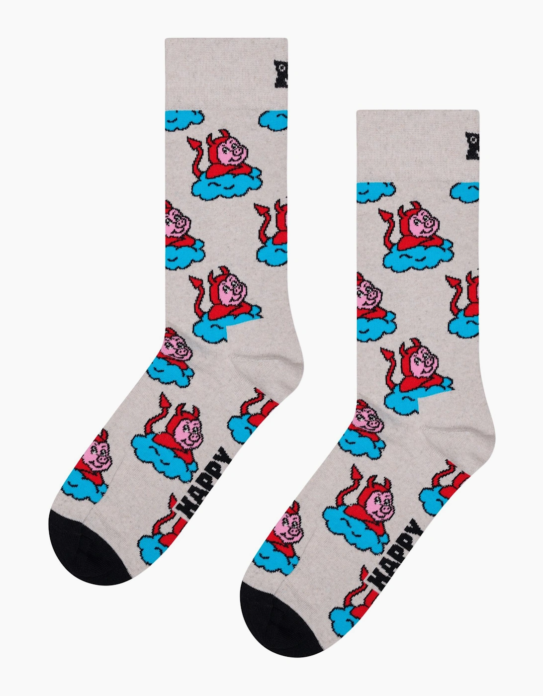 Happy Socks Women's Grey Bad Pig Socks,  9.5/12.5/12/11.5/11/10.5/10/13/9/8/8.5 Eur Size 41-46