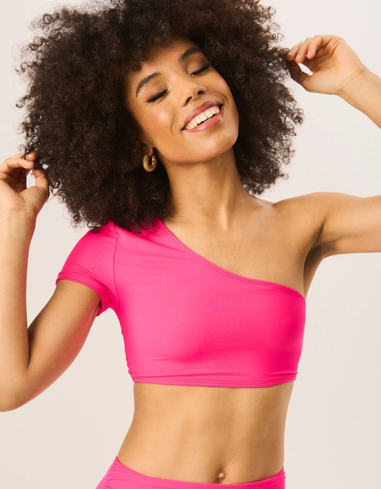 Hot Pink One Shoulder Bikini Top