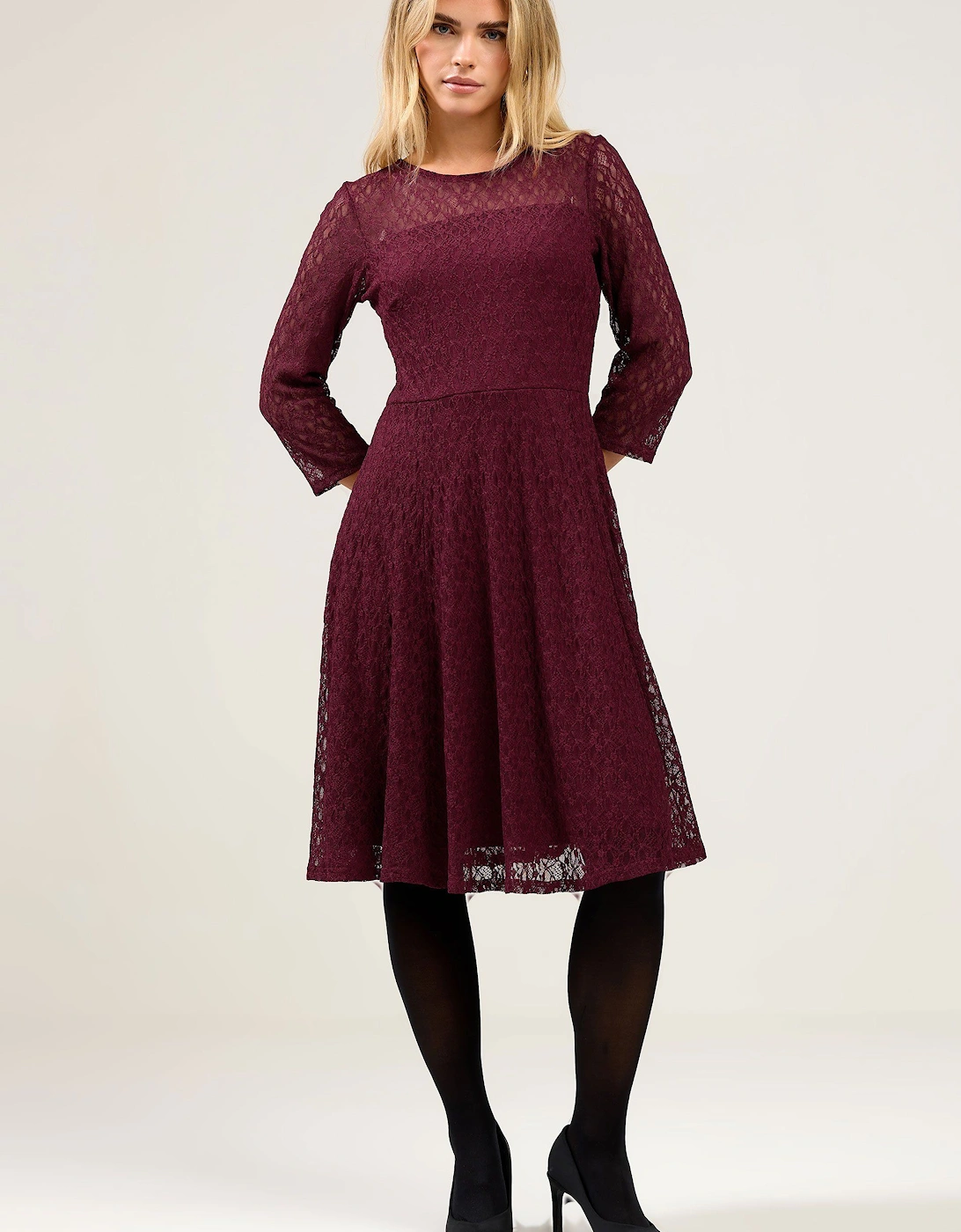 Petite Lace Skater Dress, 2 of 1