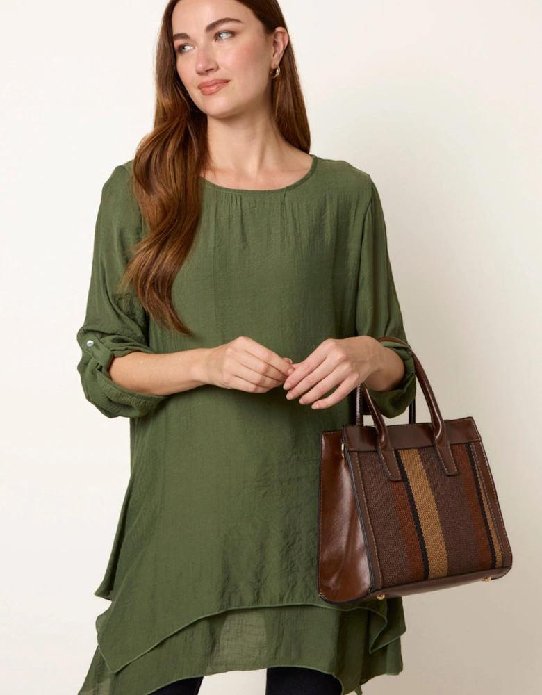Khaki Double Layered Long Sleeve Top