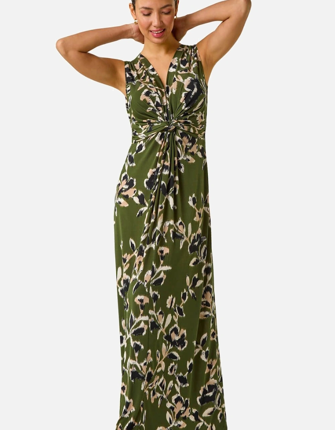 Leaf Print Twist Front Maxi Dress, 2 of 1