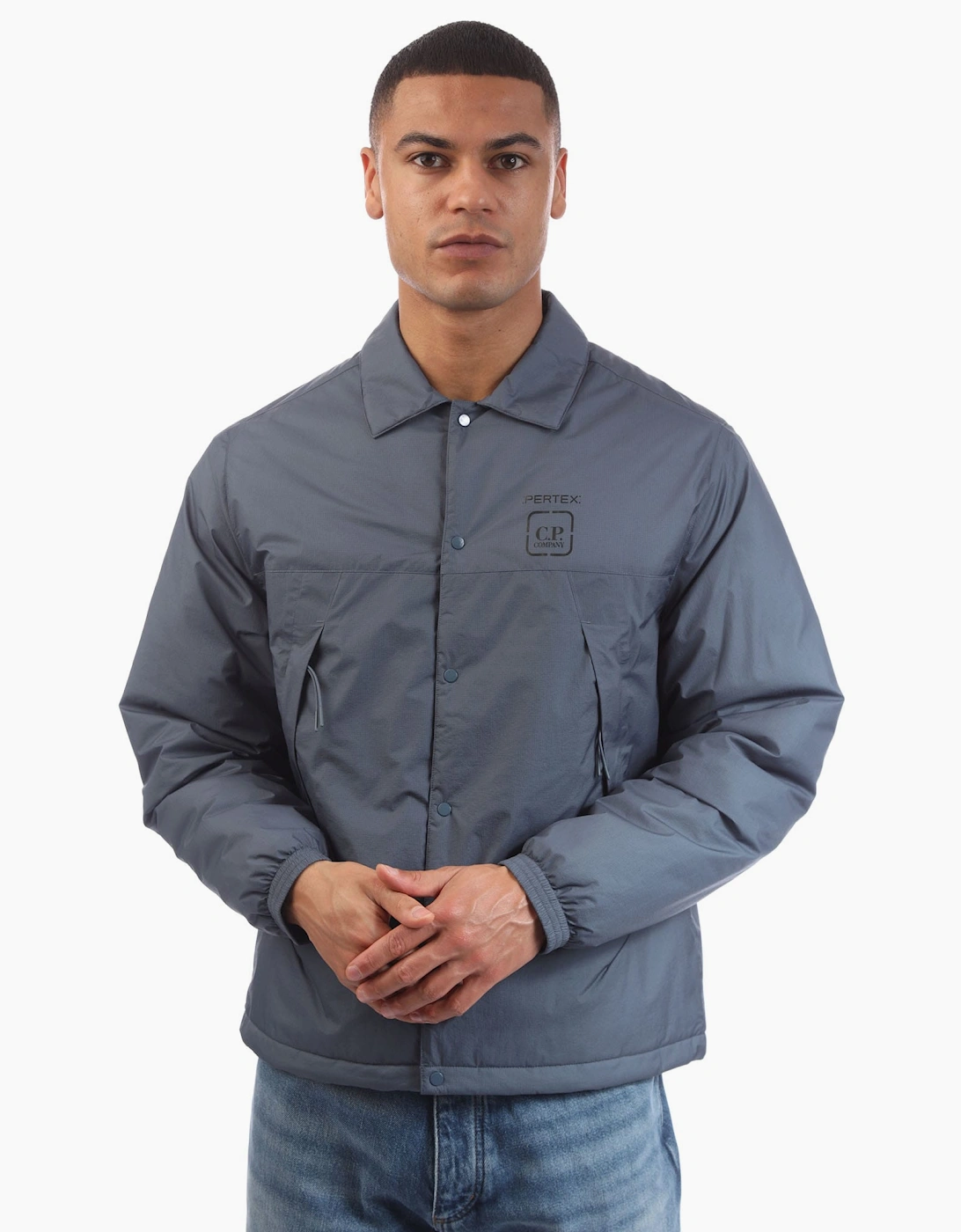 CP Company Men's Pertex Button Overshirt - Blue - Size: 44/Regular