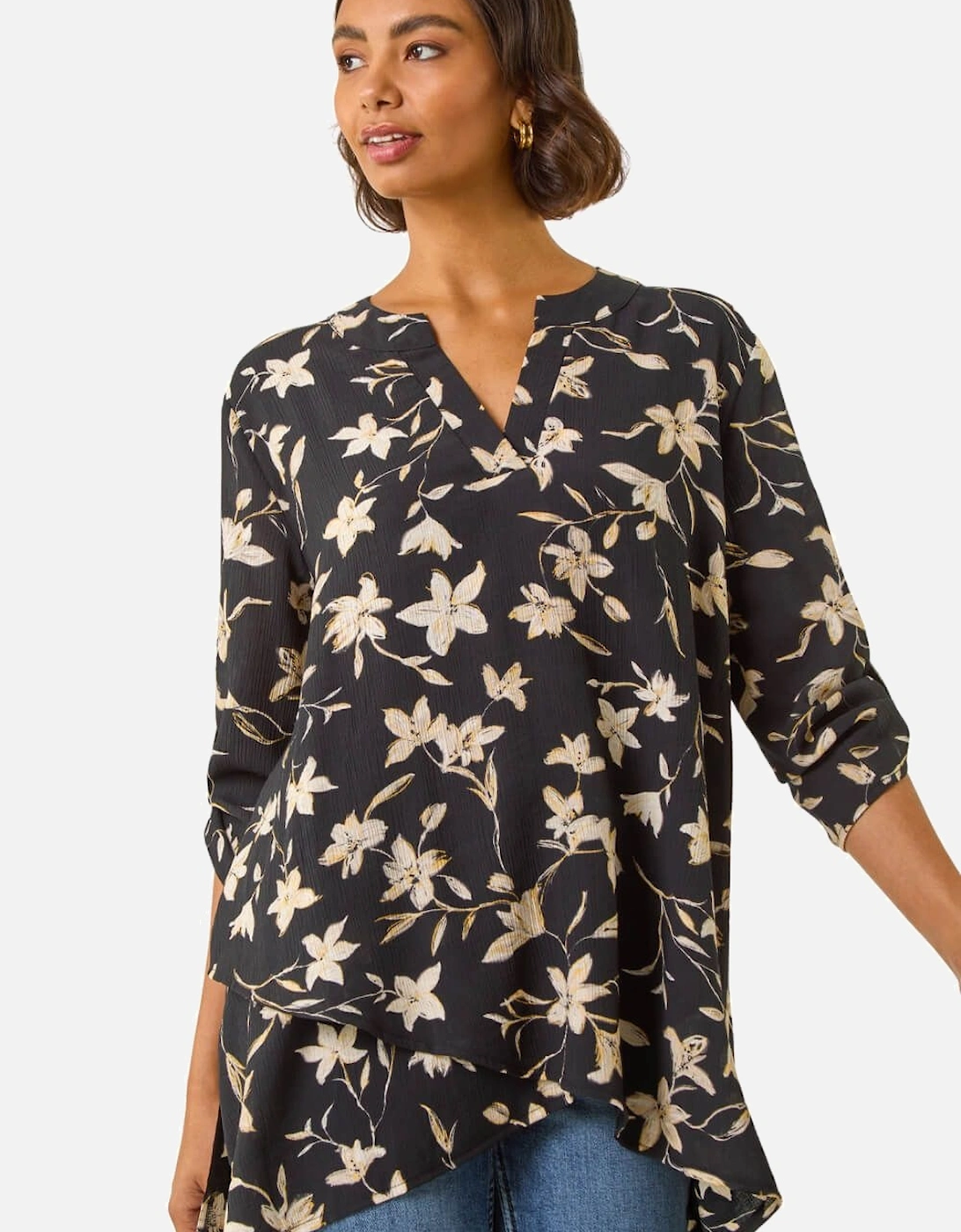 Floral Wrap Hem Tunic Top, 2 of 1