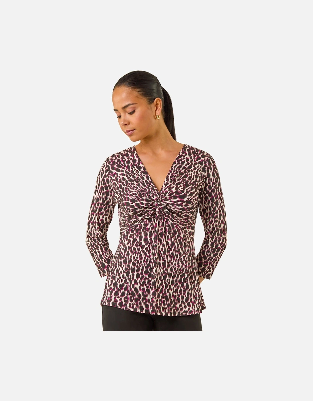 Petite Animal Print Twist Front Top, 2 of 1