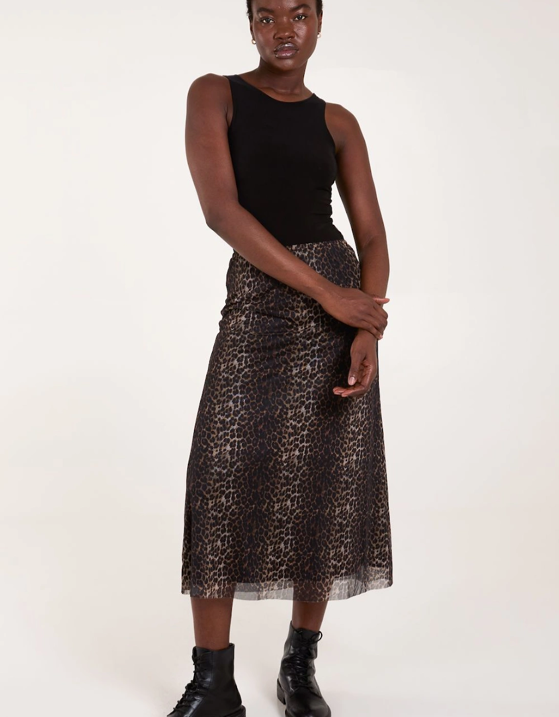 Leopard Mesh Midi Skirt, 2 of 1
