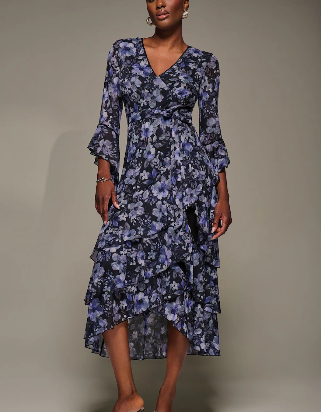 Ruffle Sleeve Tiered Mesh Midaxi Dress, 2 of 1