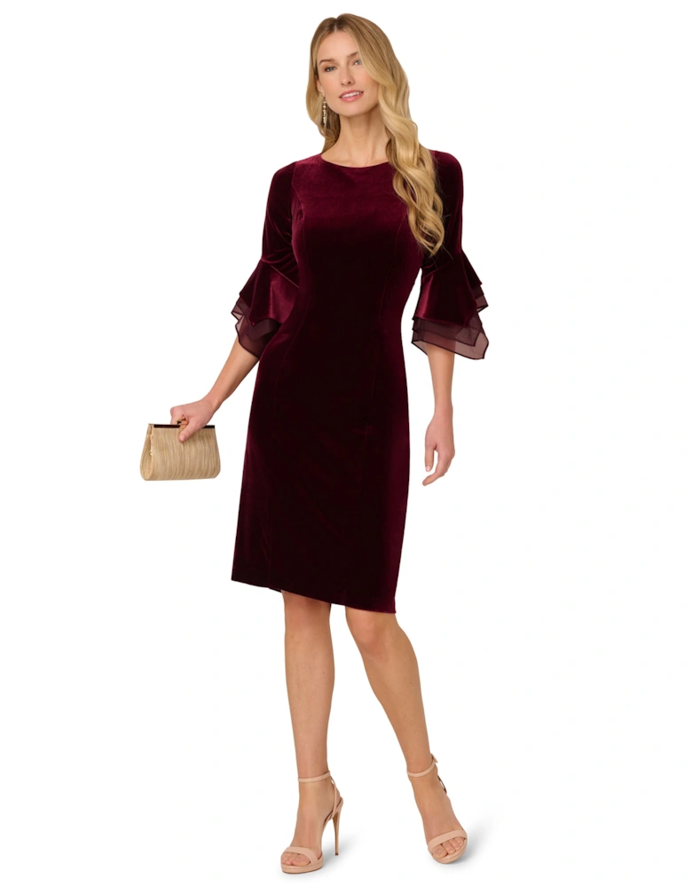 Velvet Bell Sleeve Short Dress