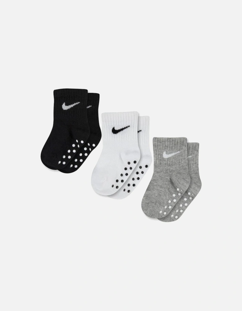 Infant/Toddler Gripper Socks Black/White/Grey