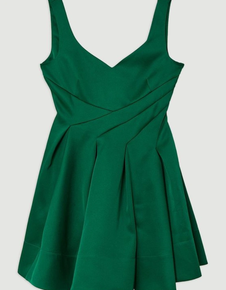 Structured Viscose Satin Tailored Prom Mini Dress