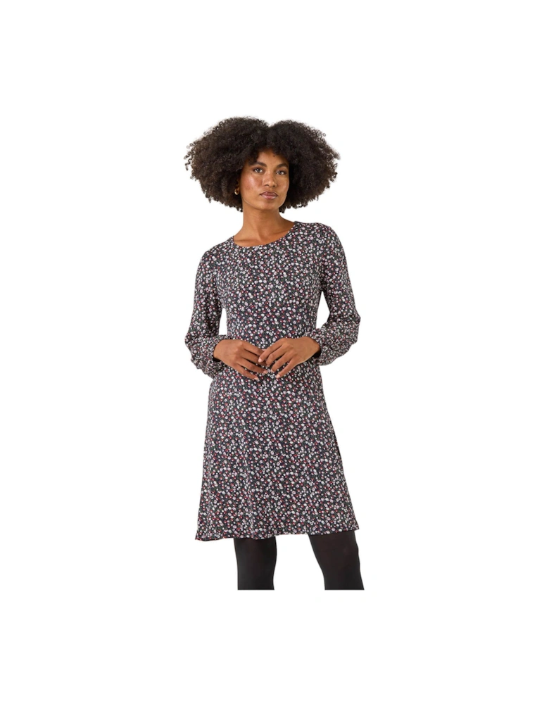 Ditsy Floral Print Stretch Dress